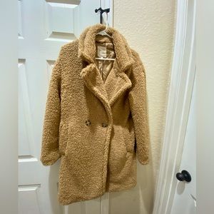 Chelsea and Violet Long Shag Coat, Small, Color - Camel